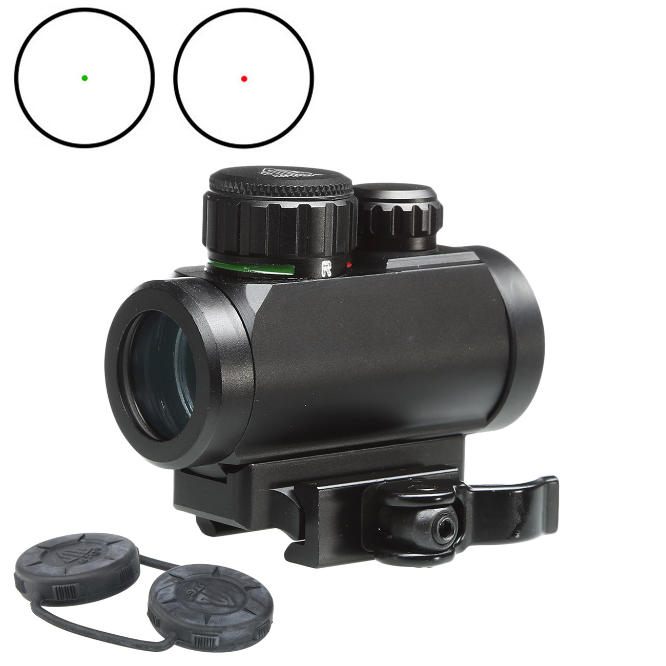 UTG 2.6 CQB Micro ITA Red- / Green-Single-Dot Leuchtpunktzielgerät inkl. 20-22mm QD-Halterung schwarz