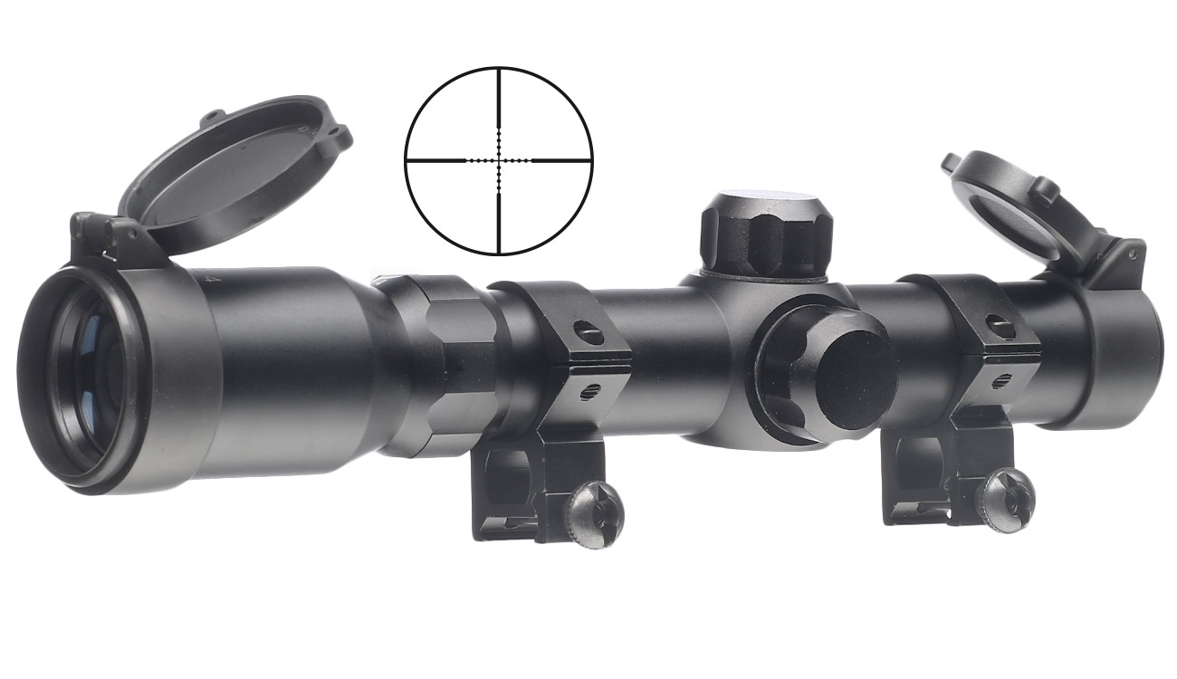 Aim-O 1-4x24 Tactical Zielfernrohr Mil-Dot f. 20-22mm Schienen schwarz AO 3039-BK