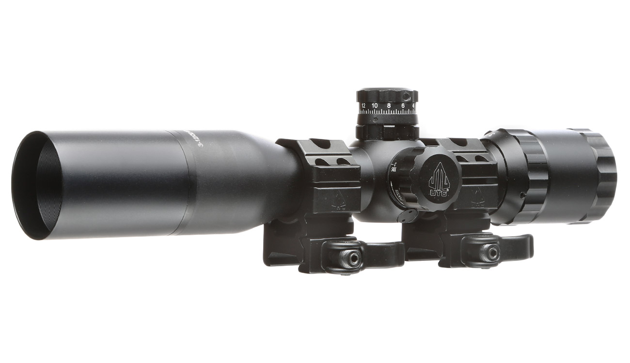 UTG 3-12x32 Bug Buster Zielfernrohr Side AO / Mil-Dot inkl. 21mm QD-Ringe schwarz Bild 2