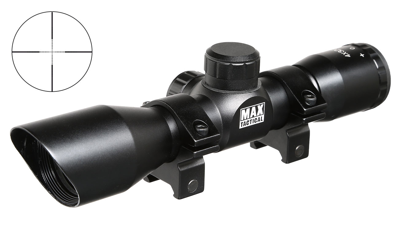 Montageringe für 22 mm Schiene passend für Softair- MAX Tactical Zielfernrohr 4x32 inkl Jagd- und Sportwaffen