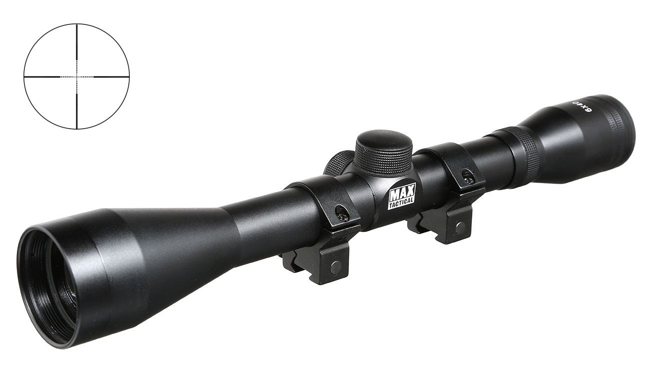 Max Tactical Zielfernrohr 6x40 mit Montageringe fr 11 mm Schiene schwarz