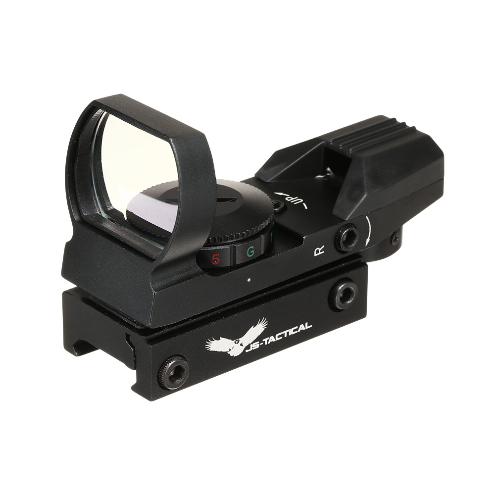 JS-Tactical Compact Red- / Green-Dot Sight mit 4 Absehen inkl. 20 - 22 mm Halterung schwarz