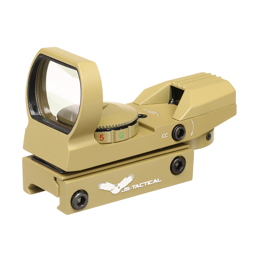 JS-Tactical Compact Red- / Green-Dot Sight mit 4 Absehen inkl. 20 - 22 mm Halterung Tan