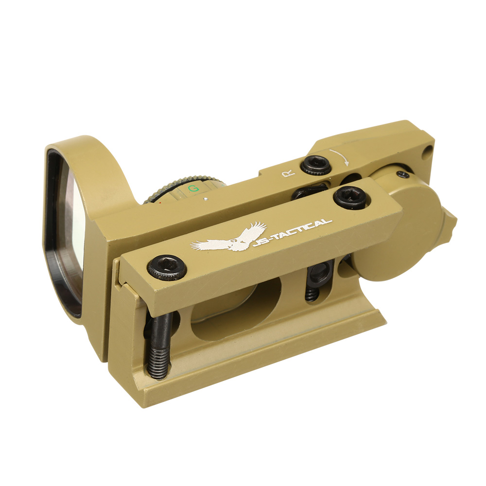 JS-Tactical Compact Red- / Green-Dot Sight mit 4 Absehen inkl. 20 - 22 mm Halterung Tan Bild 7