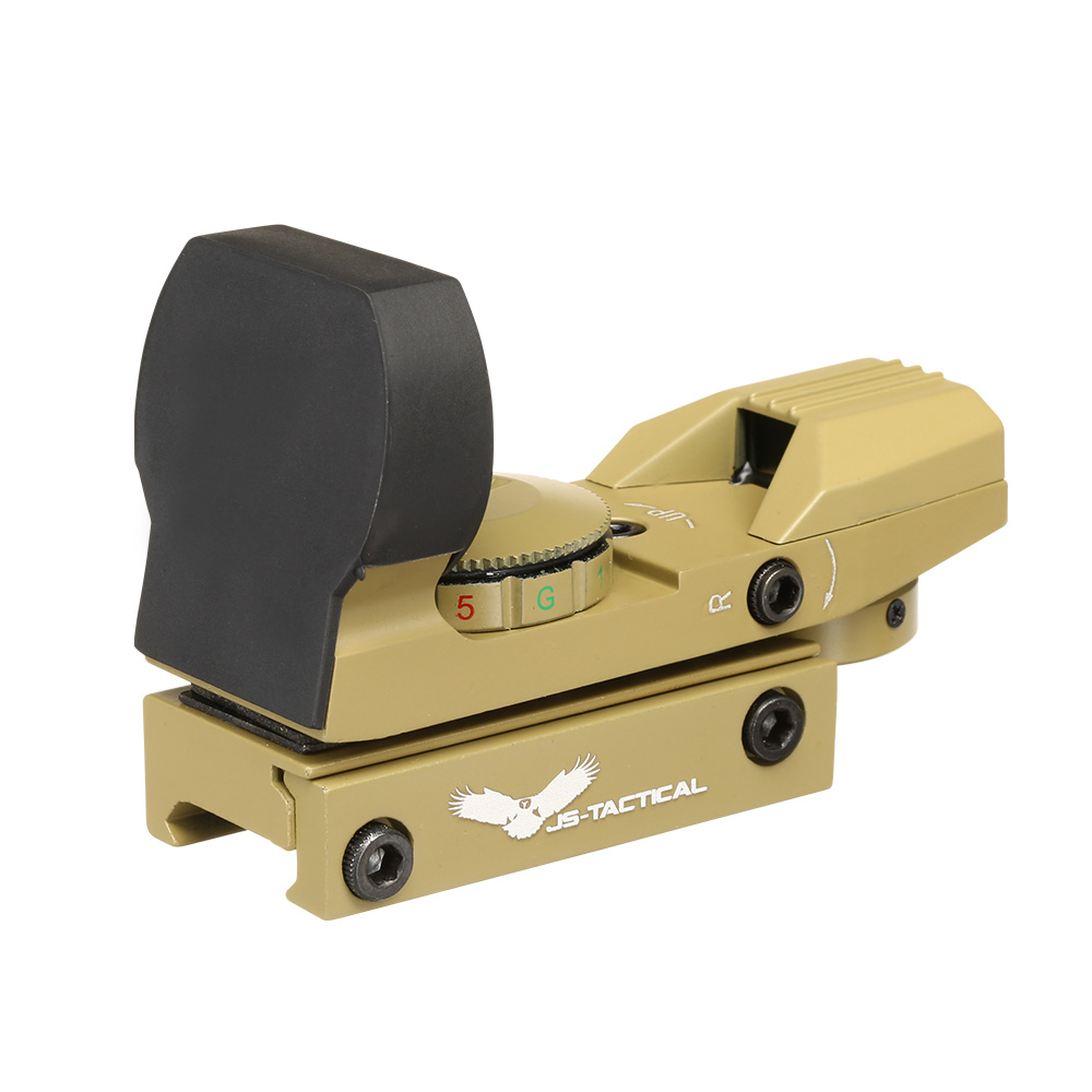 JS-Tactical Compact Red- / Green-Dot Sight mit 4 Absehen inkl. 20 - 22 mm Halterung Tan Bild 8