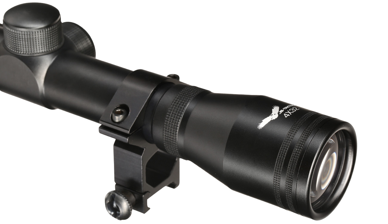 JS-Tactical 4x32mm Standard Zielfernrohr inkl. 20 - 22mm Halteringe schwarz Bild 1