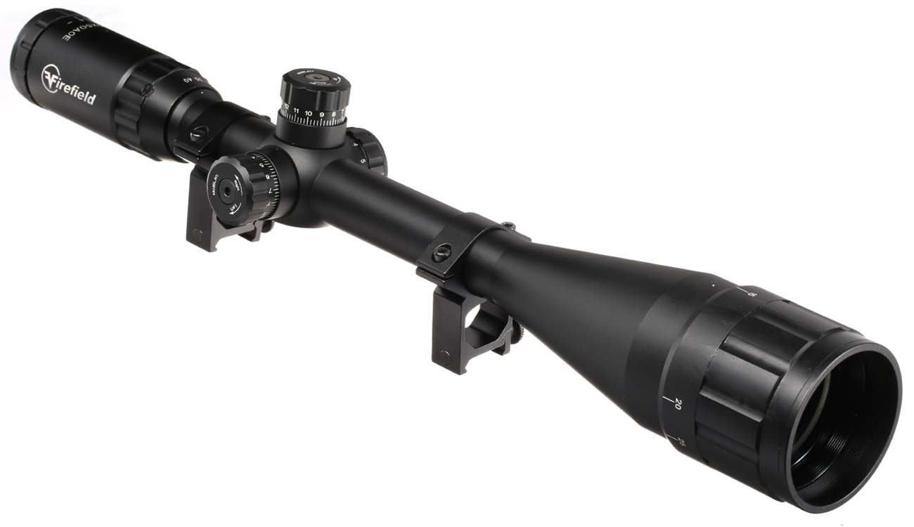 Firefield Tactical 10-40x50AO IR Mil-Dot Zielfernrohr beleuchtet inkl. 20-22mm Ringe schwarz Bild 2