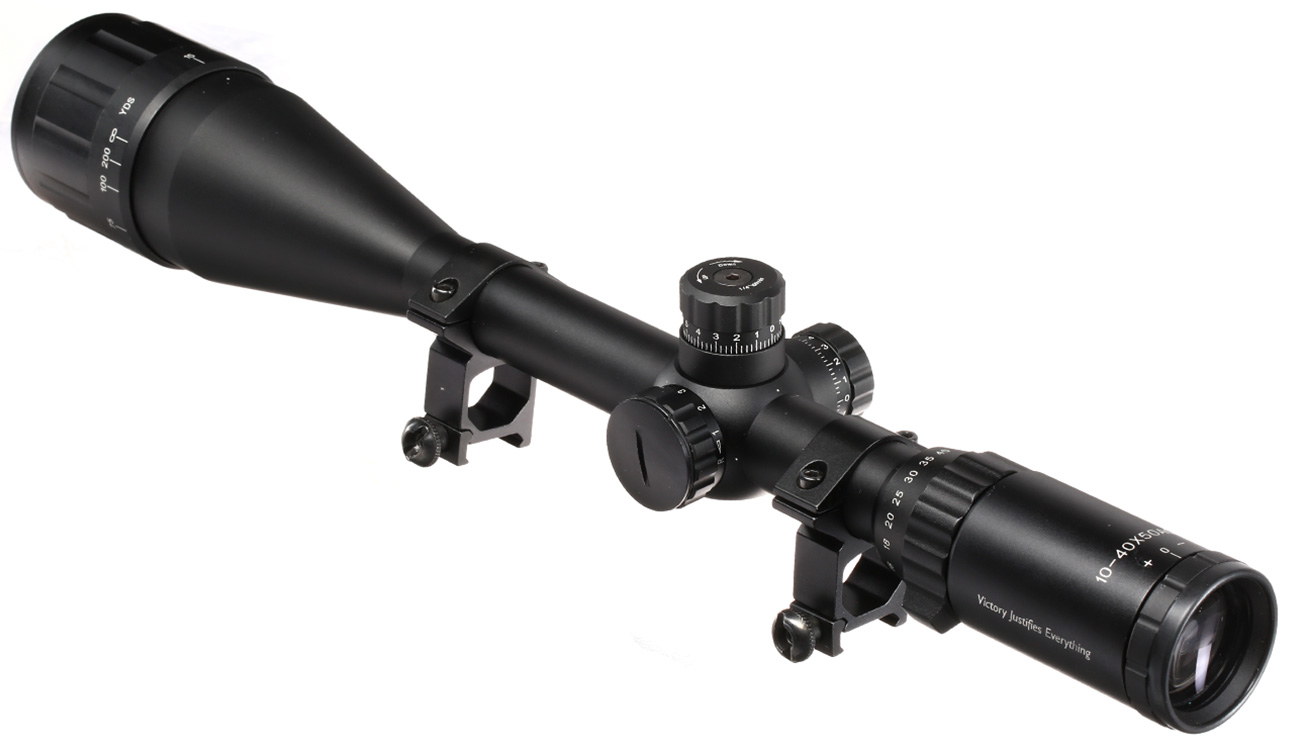 Firefield Tactical 10-40x50AO IR Mil-Dot Zielfernrohr beleuchtet inkl. 20-22mm Ringe schwarz Bild 3