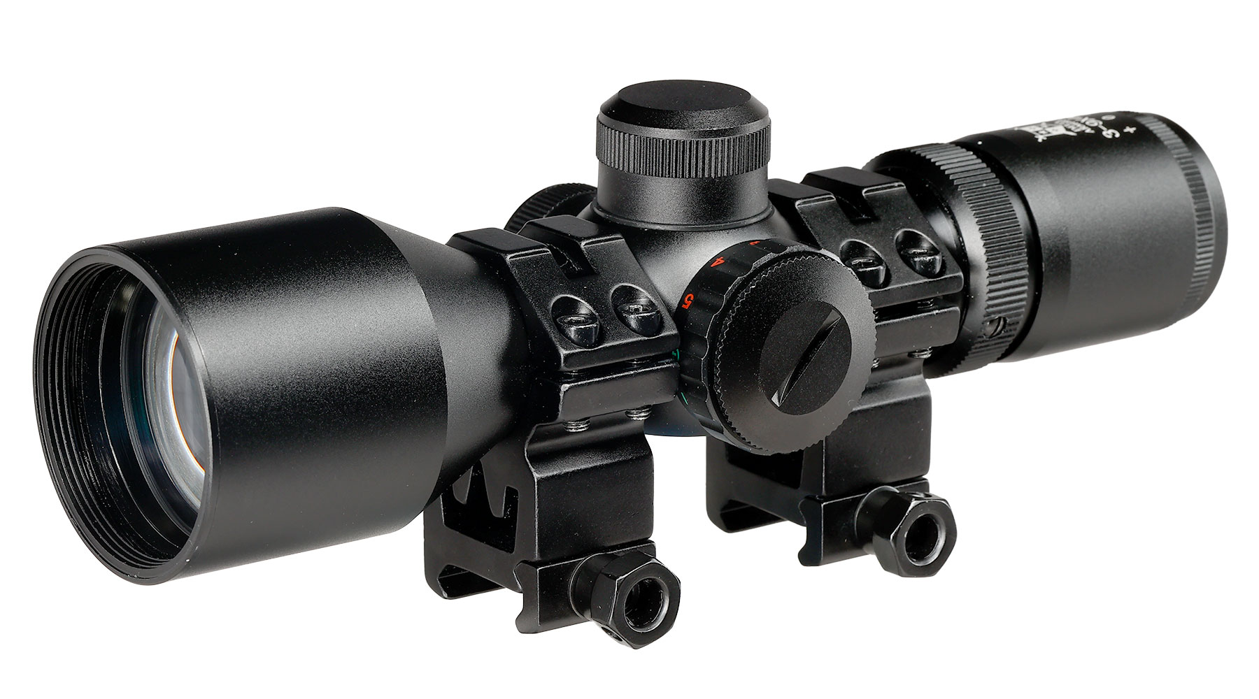 Delta Armory 3-9x40 Mil-Dot kompakt Zielfernrohr beleuchtet inkl. 20 - 22 mm Ringe schwarz