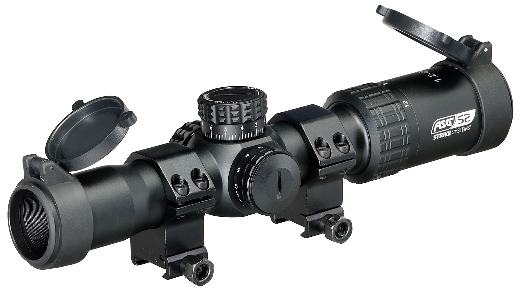 ASG / Strike Systems 1.2-6x28 LMTS-02 LPVO kompakt Zielfernrohr beleuchtet inkl. 20 - 22 mm Ringe schwarz