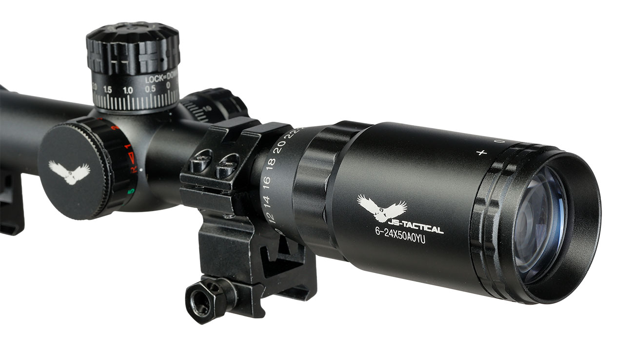 JS-Tactical 6-24x50 Rifle Scope Zielfernrohr beleuchtet inkl. 20 - 22 mm Montageringe schwarz Bild 10