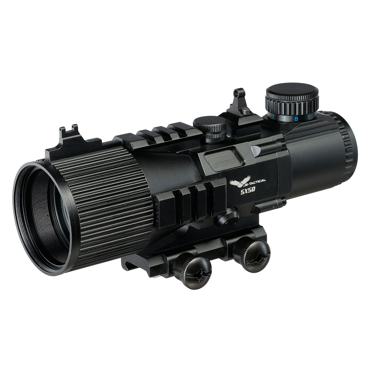 JS-Tactical 5x50mm Tac-Scope Zielfernrohr beleuchtet inkl. 20 - 22 mm Halterung schwarz