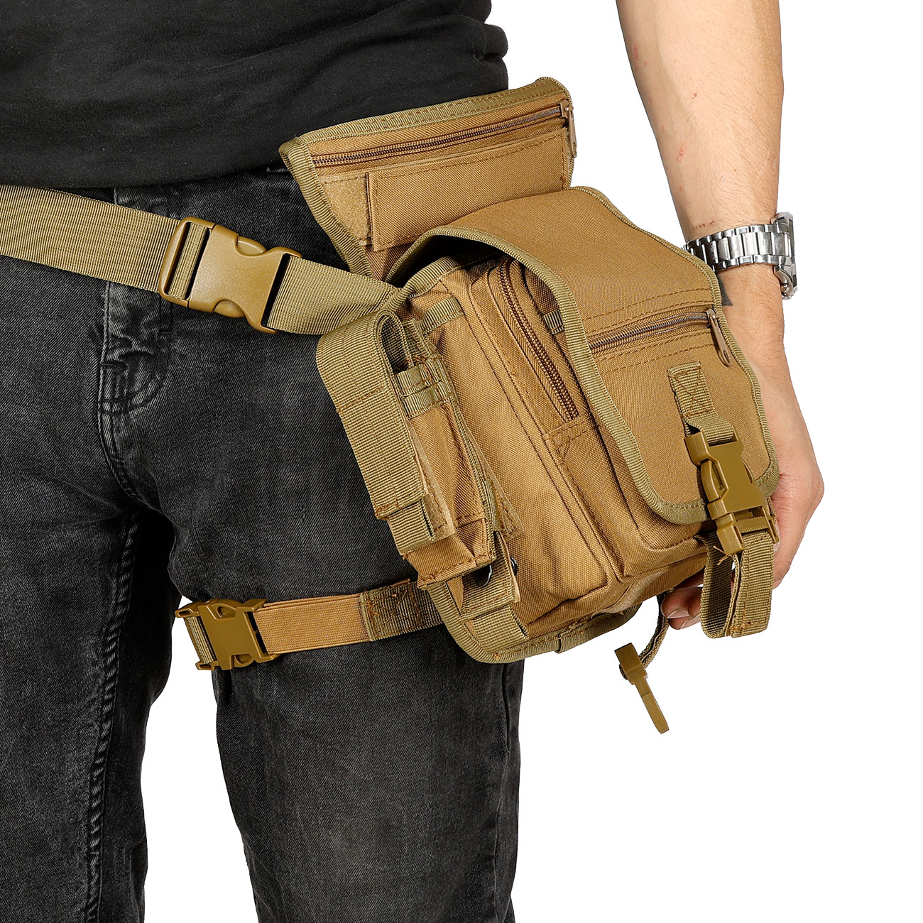 MFH Multifunktionstasche Bein und Grtelholster taktische Universal Tasche mit vielen Fchern coyote Bild 2
