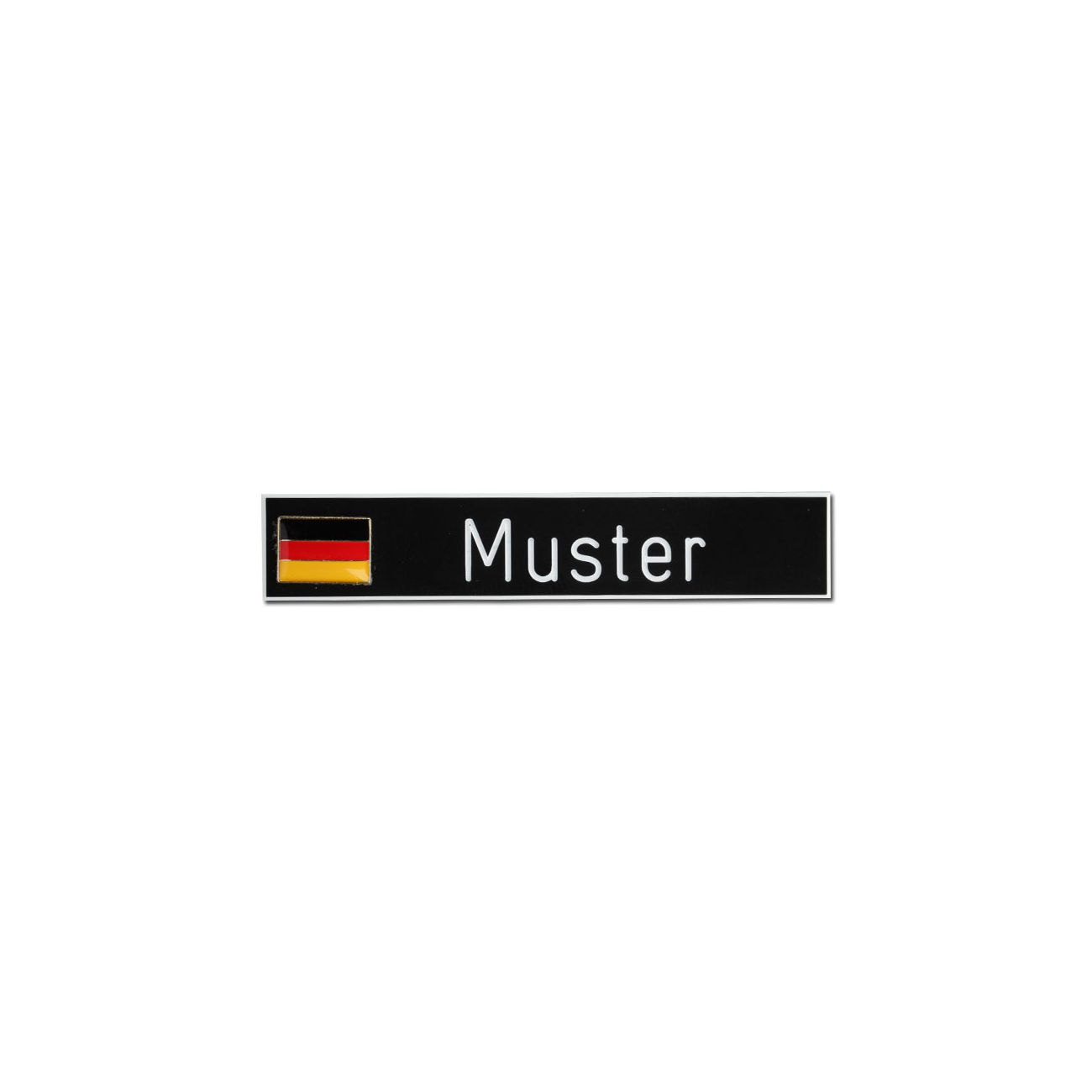 Namensschild aus Kunststoff schwarz mit Deutschlandfahne