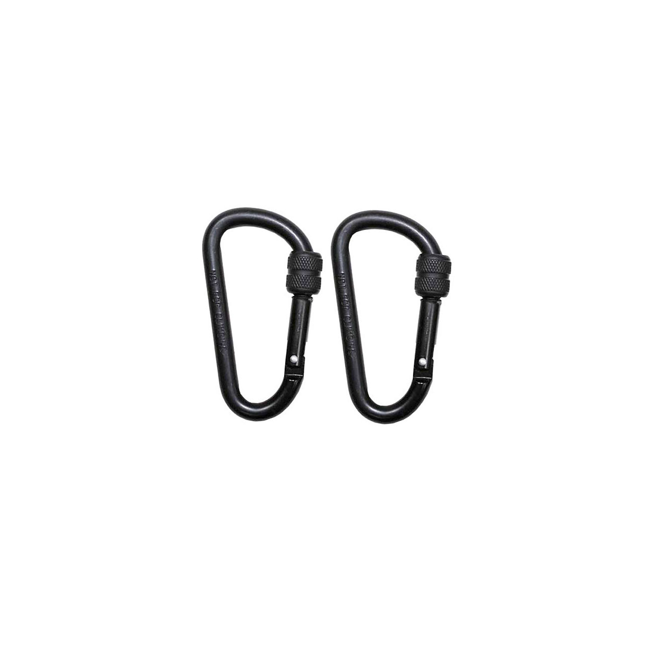 MFH Karabiner, Schraubverschluss,  schwarz, 2er Pack, 8 mm x 8 cm