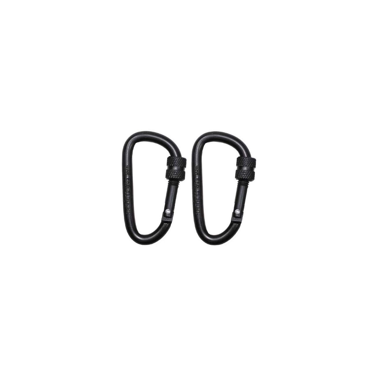 MFH Karabiner mit Schraubverschluss, schwarz, 2er Pack, 6 mm x 6 cm