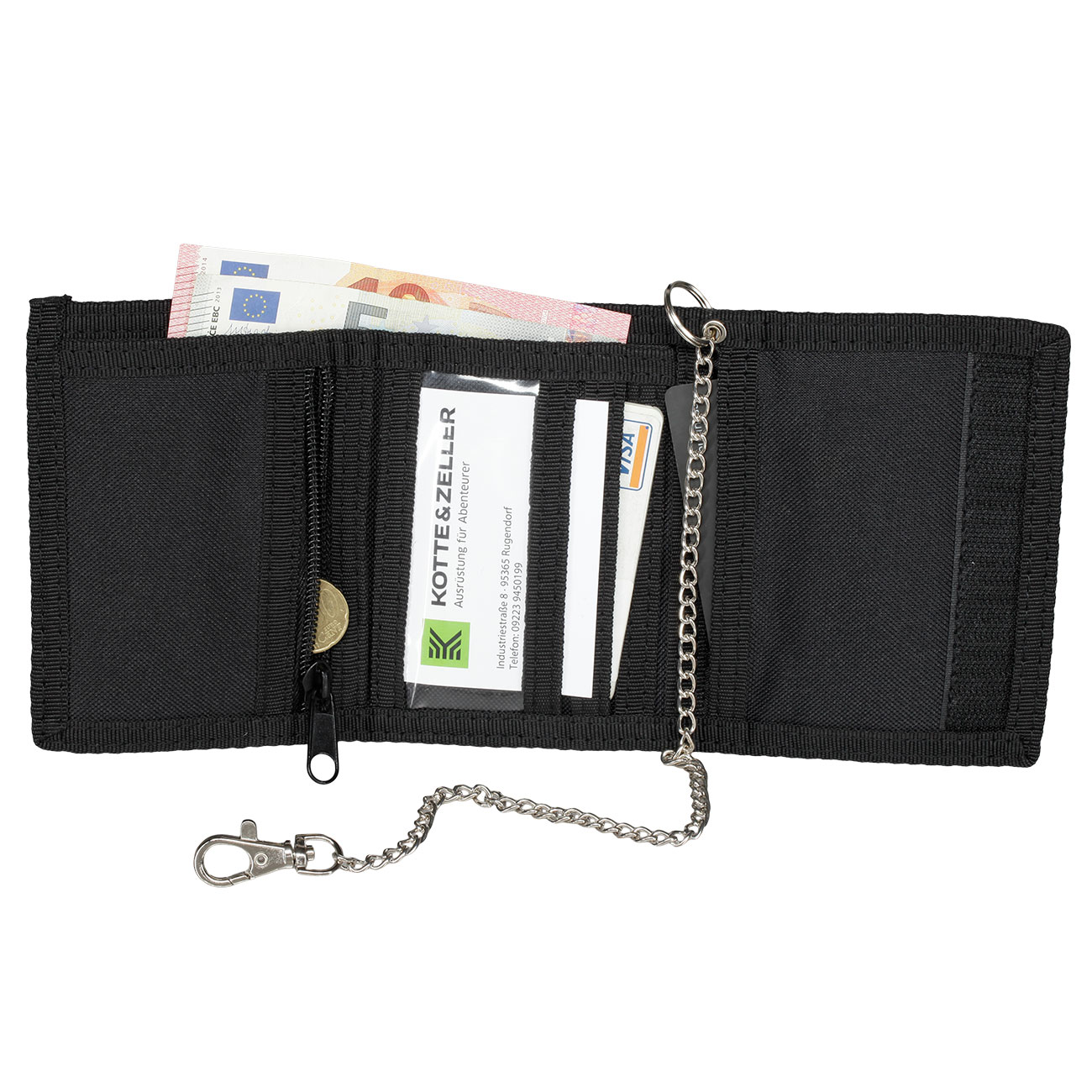 Mil-Tec Geldbrse mit Sicherheitskette schwarz Bild 2