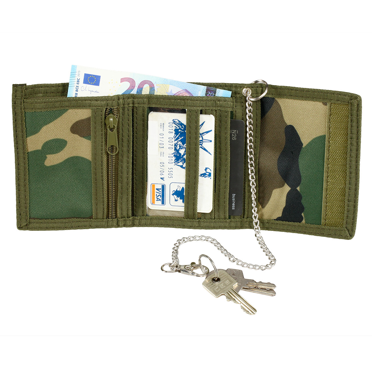 Mil-Tec Geldbrse mit Kette woodland Bild 1