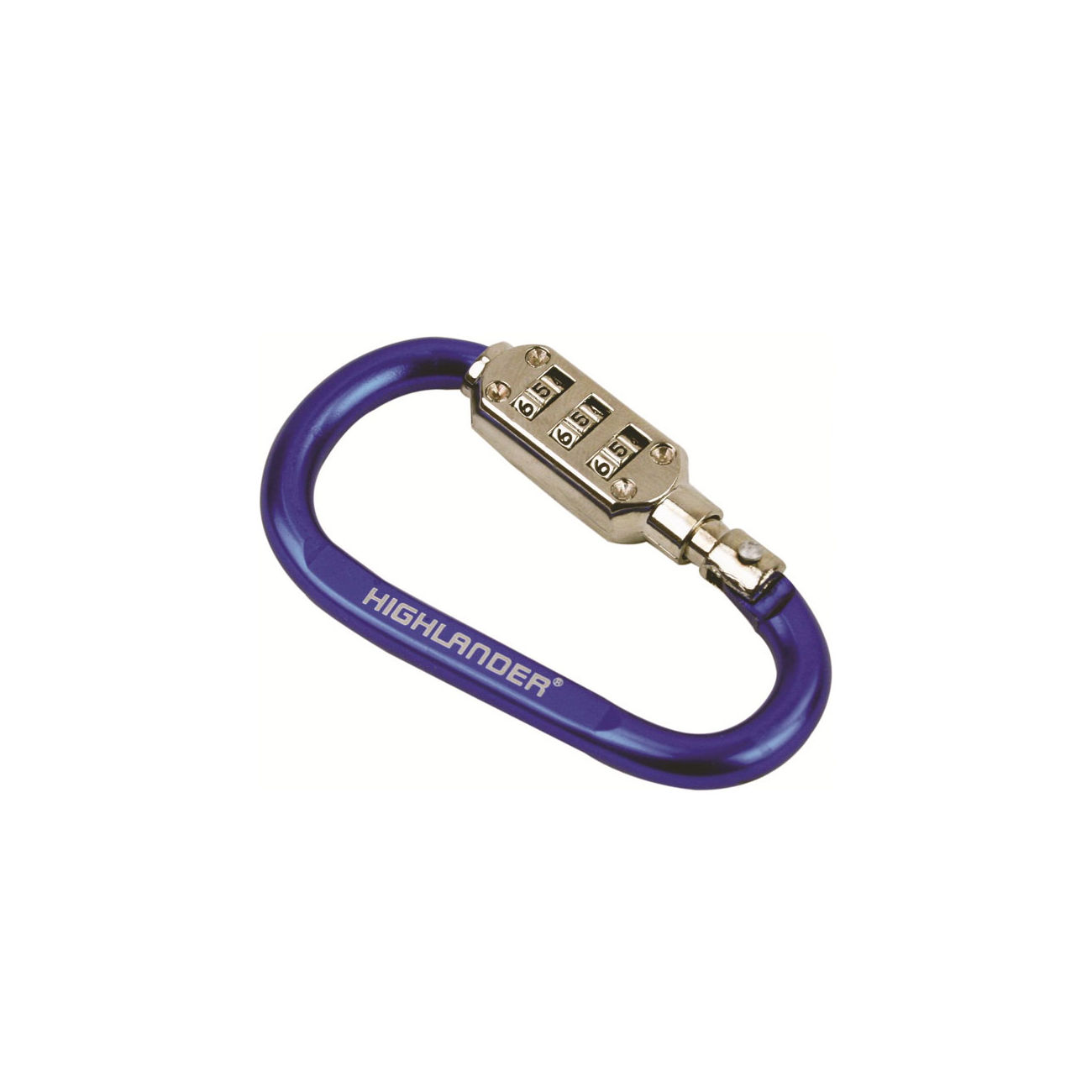 Highlander Karabiner mit Zahlenschloss Aluminium blau