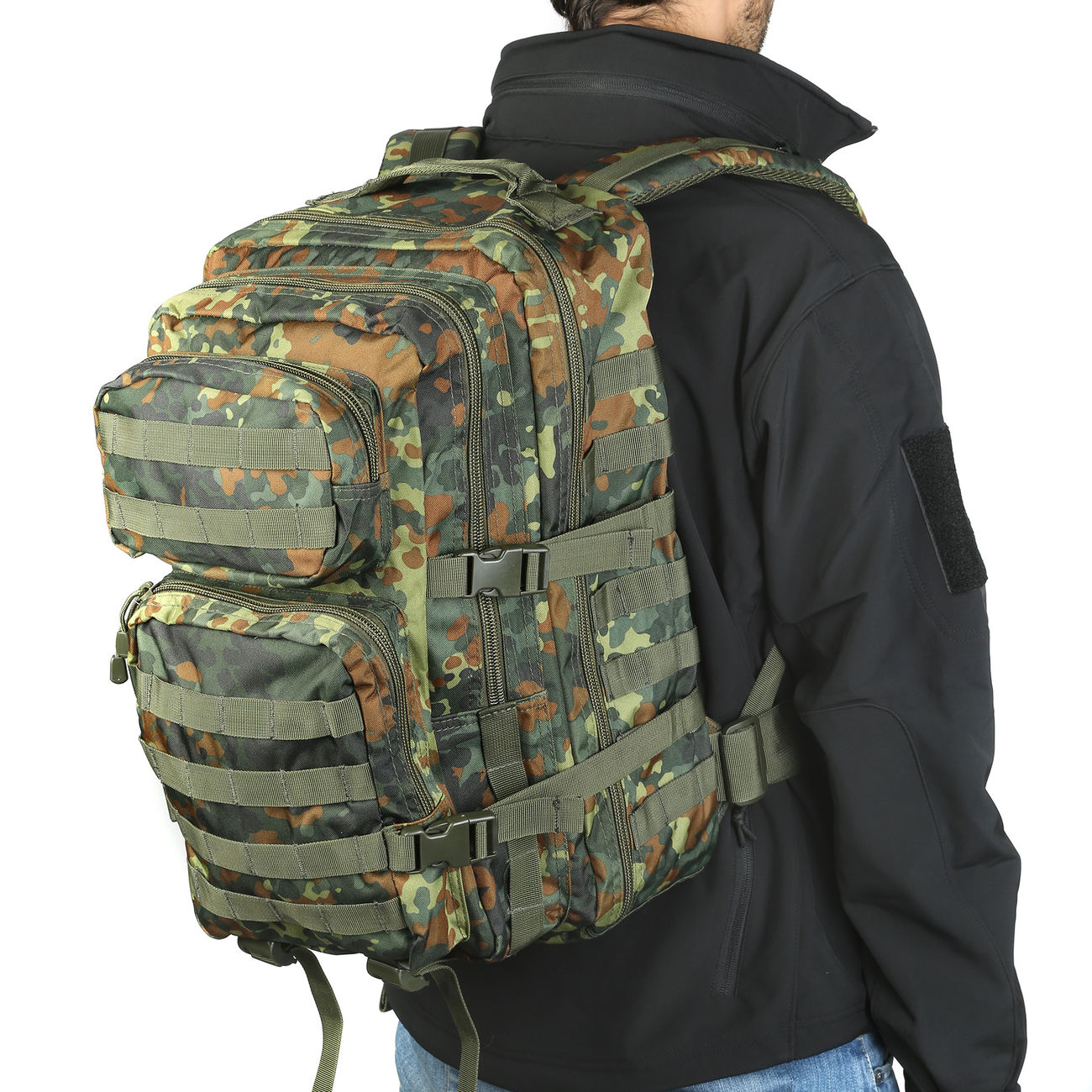 Outdoor Rucksack US Assault Laser l Army Pack  Kampftasche groß BW-Flecktarn 