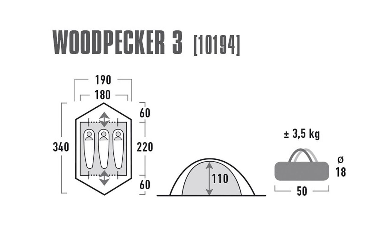 High Peak Zelt Woodpecker 3 fr 3 Personen oliv / rot Bild 3