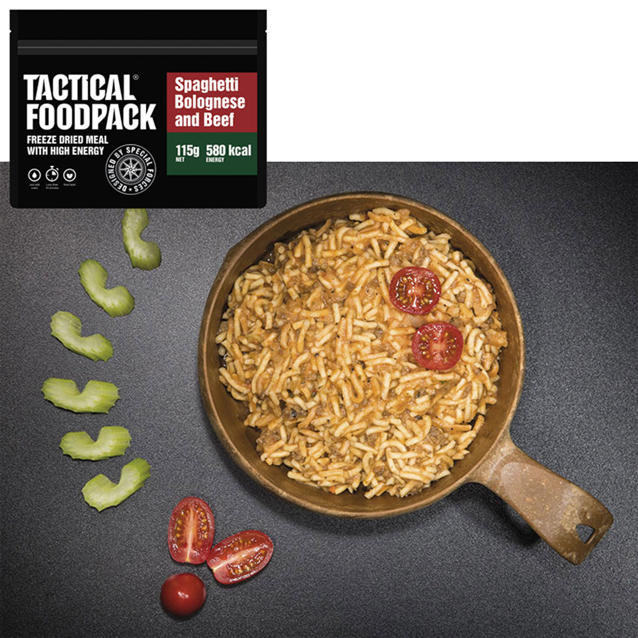 Tactical Foodpack Outdoor-Nahrungsmittel Spaghetti Bolognese 115 g Beutel