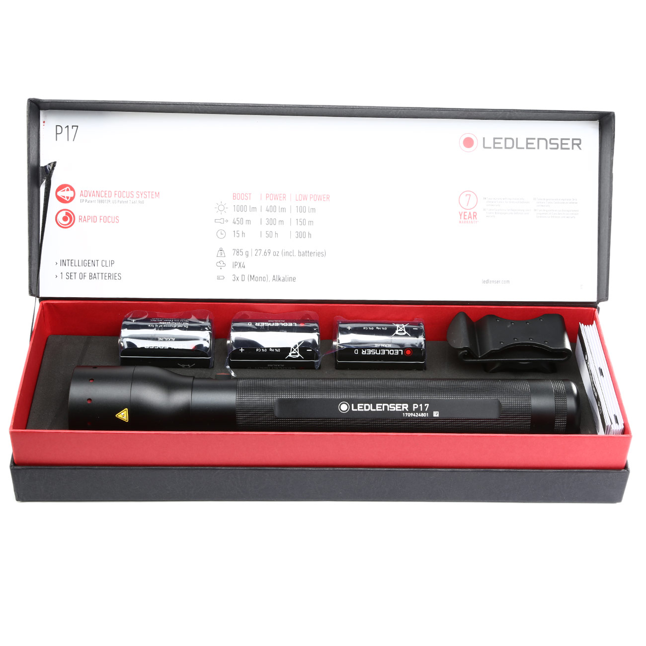 LED Lenser P17 Taschenlampe schwarz 1000 Lumen Geschenkbox Bild 1