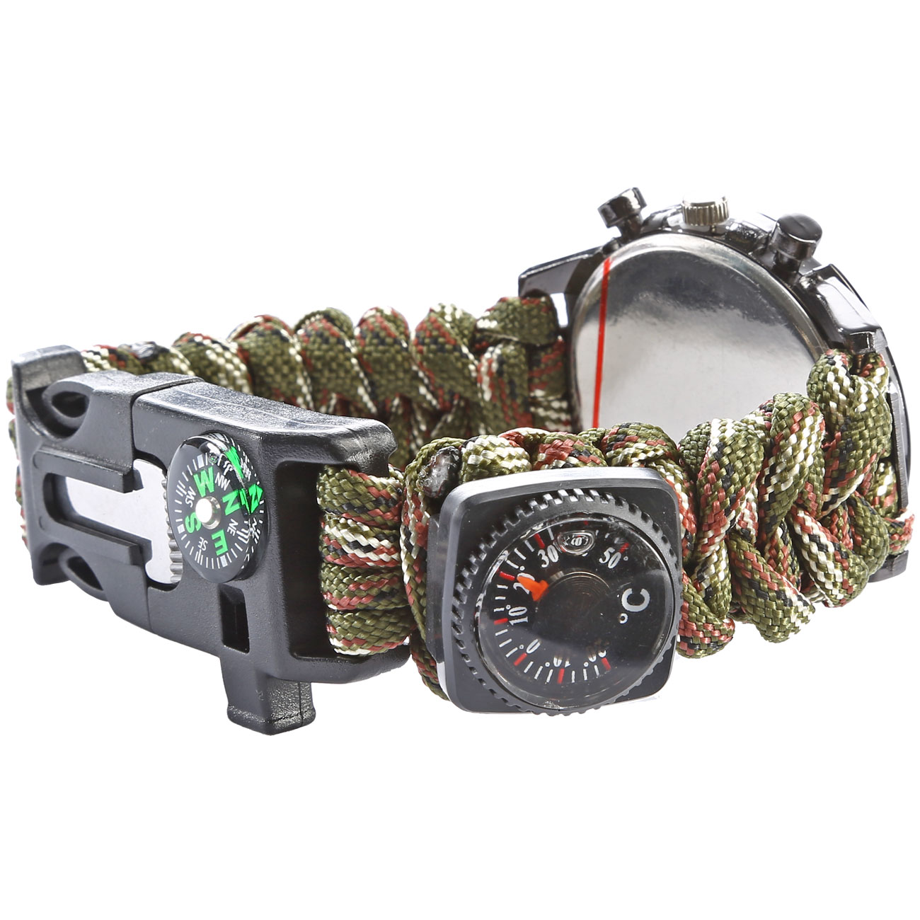 Survivaluhr Barbaric camouflage mit Kompass, Feuerstein, Rettungspfeife u. Thermometer Bild 1