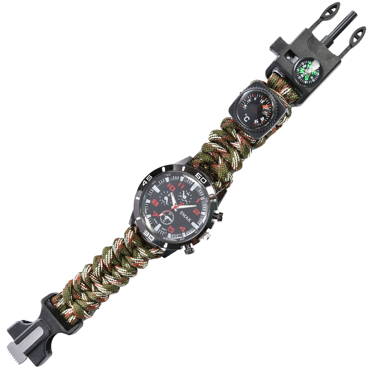 Survivaluhr Barbaric camouflage mit Kompass, Feuerstein, Rettungspfeife u. Thermometer Bild 1