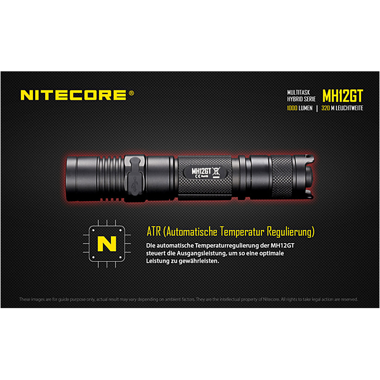 Nitecore LED Taschenlampe MH12GT 1000 Lumen Bild 1