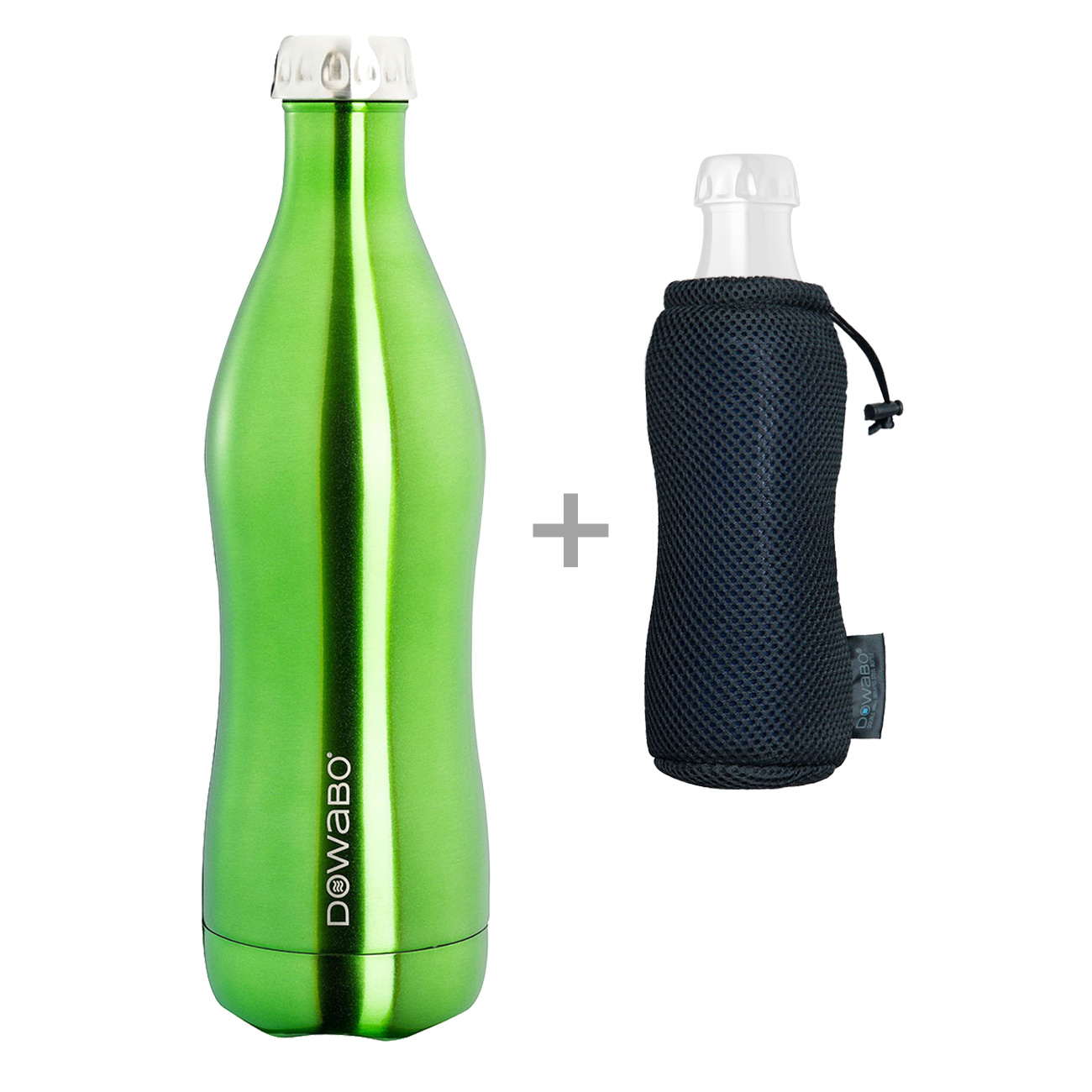 Dowabo Isolierflasche kohlensäuredicht 0,75 Liter grün metallic