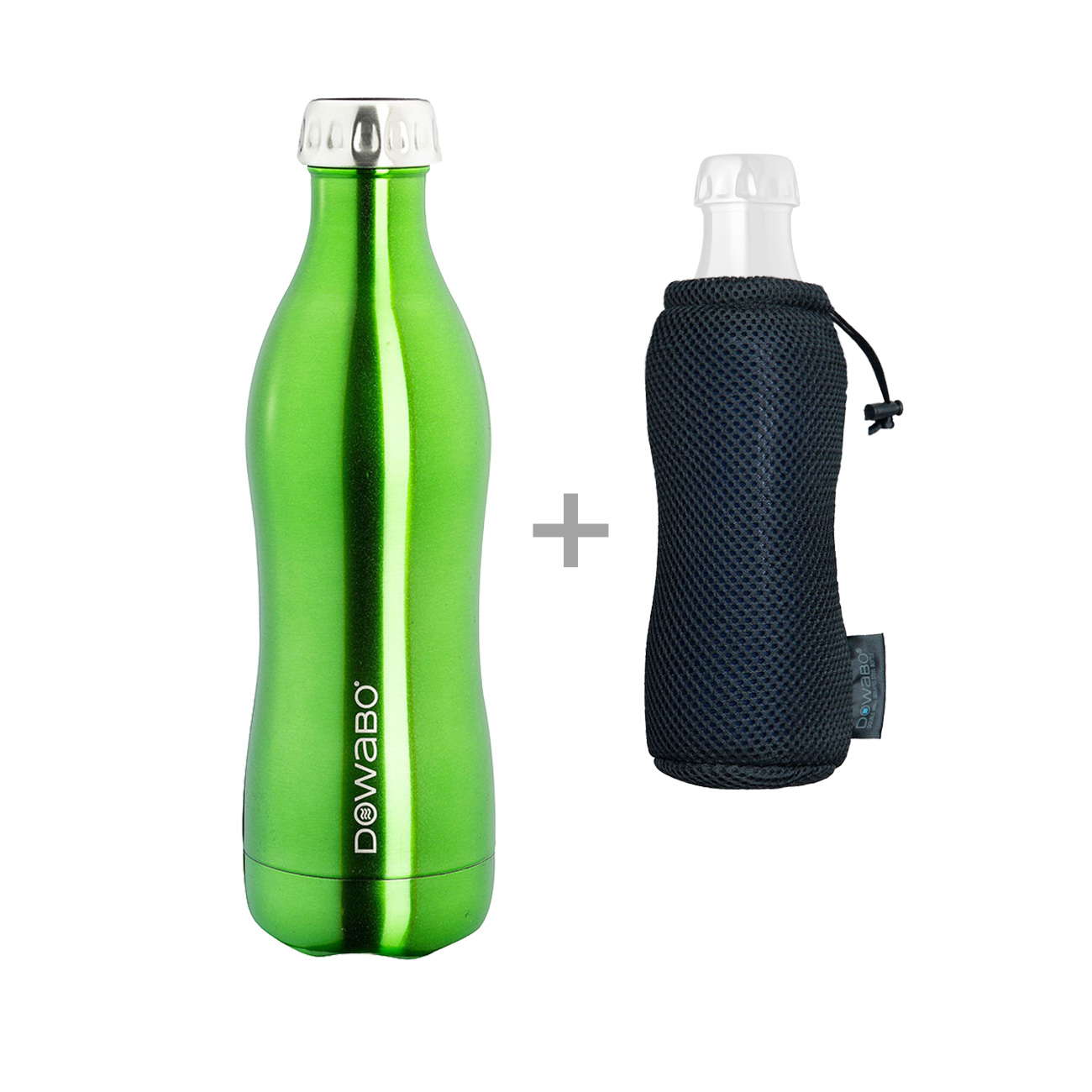 Dowabo Isolierflasche kohlensäuredicht 0,5 Liter grün metallic