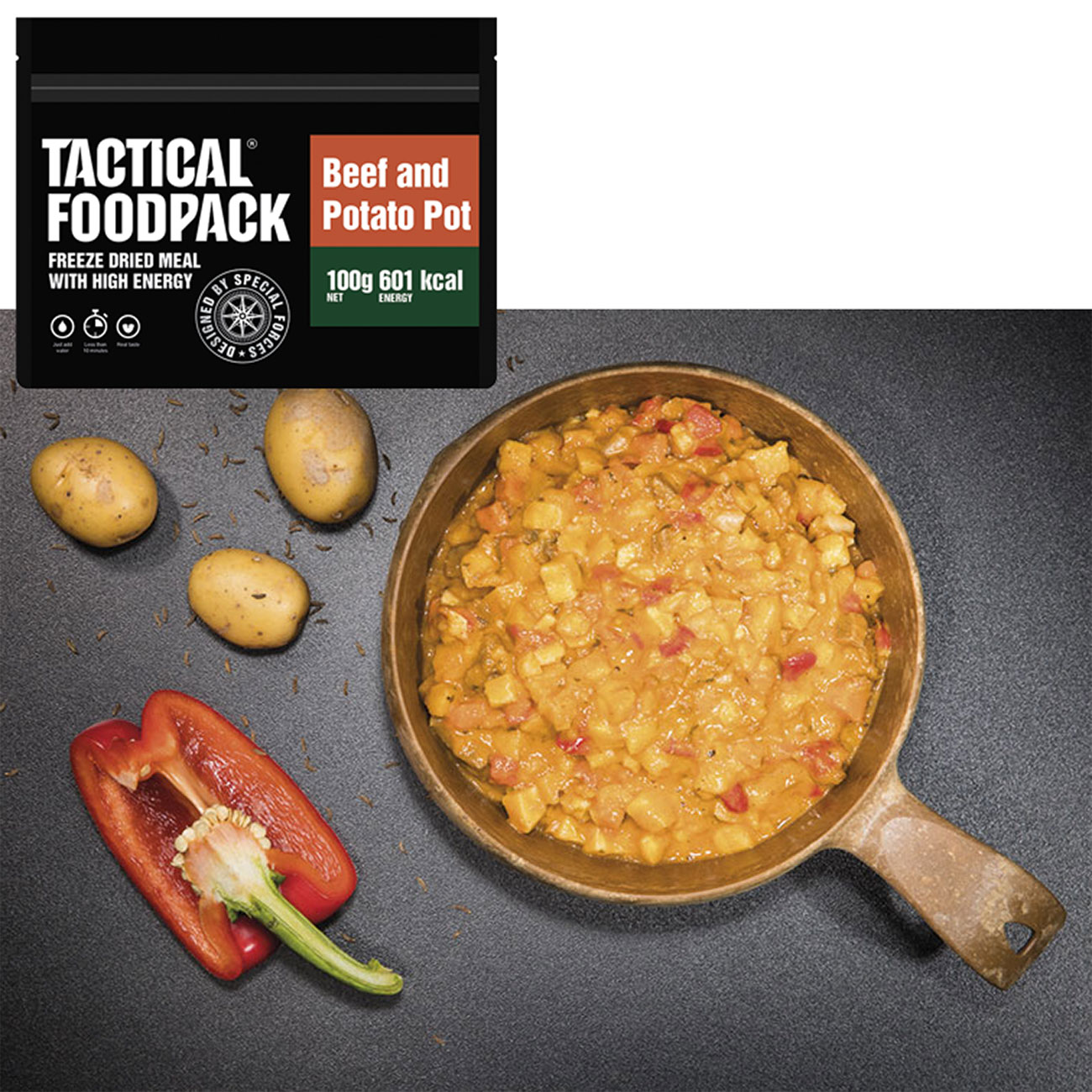 Tactical Foodpack Outdoor Mahlzeit Rindfleisch-Kartoffel-Topf