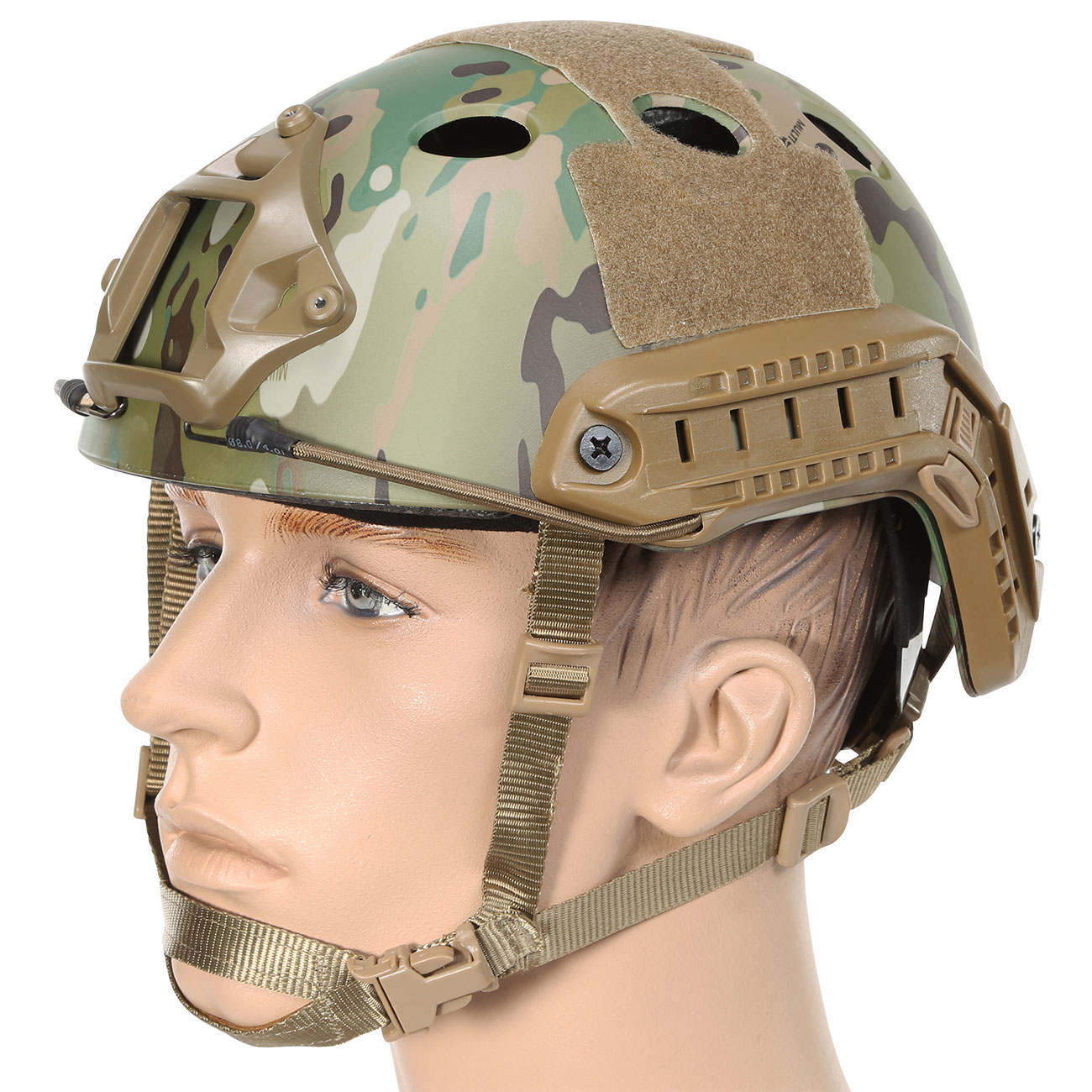 Nuprol Airsoft Helm FAST Railed mit NVG Mount MC-Camo