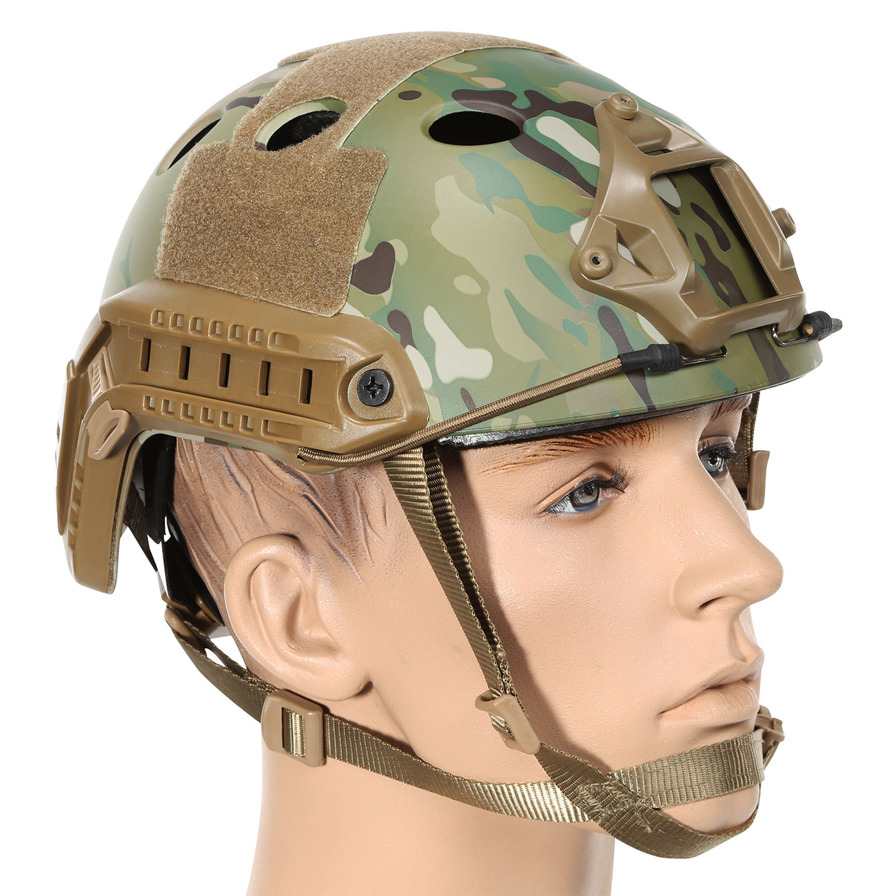 Nuprol FAST Railed Airsoft Helm mit NVG Mount MC-Camo Bild 1