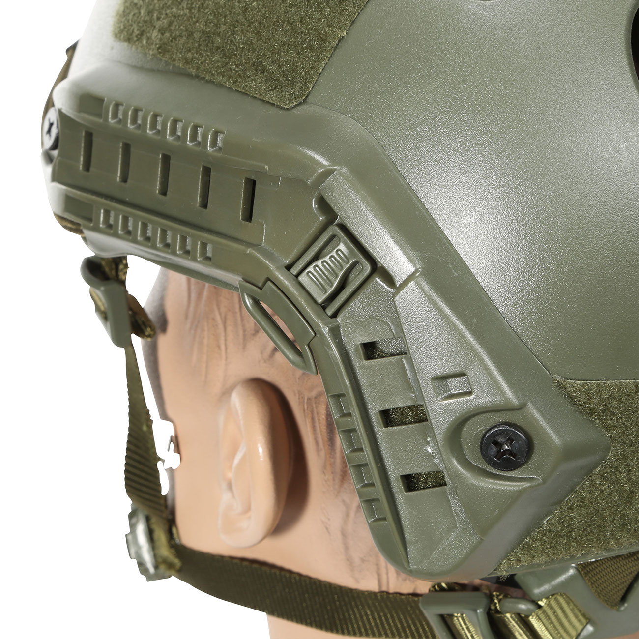 Nuprol Airsoft Helm FAST Railed mit NVG Mount oliv Bild 7