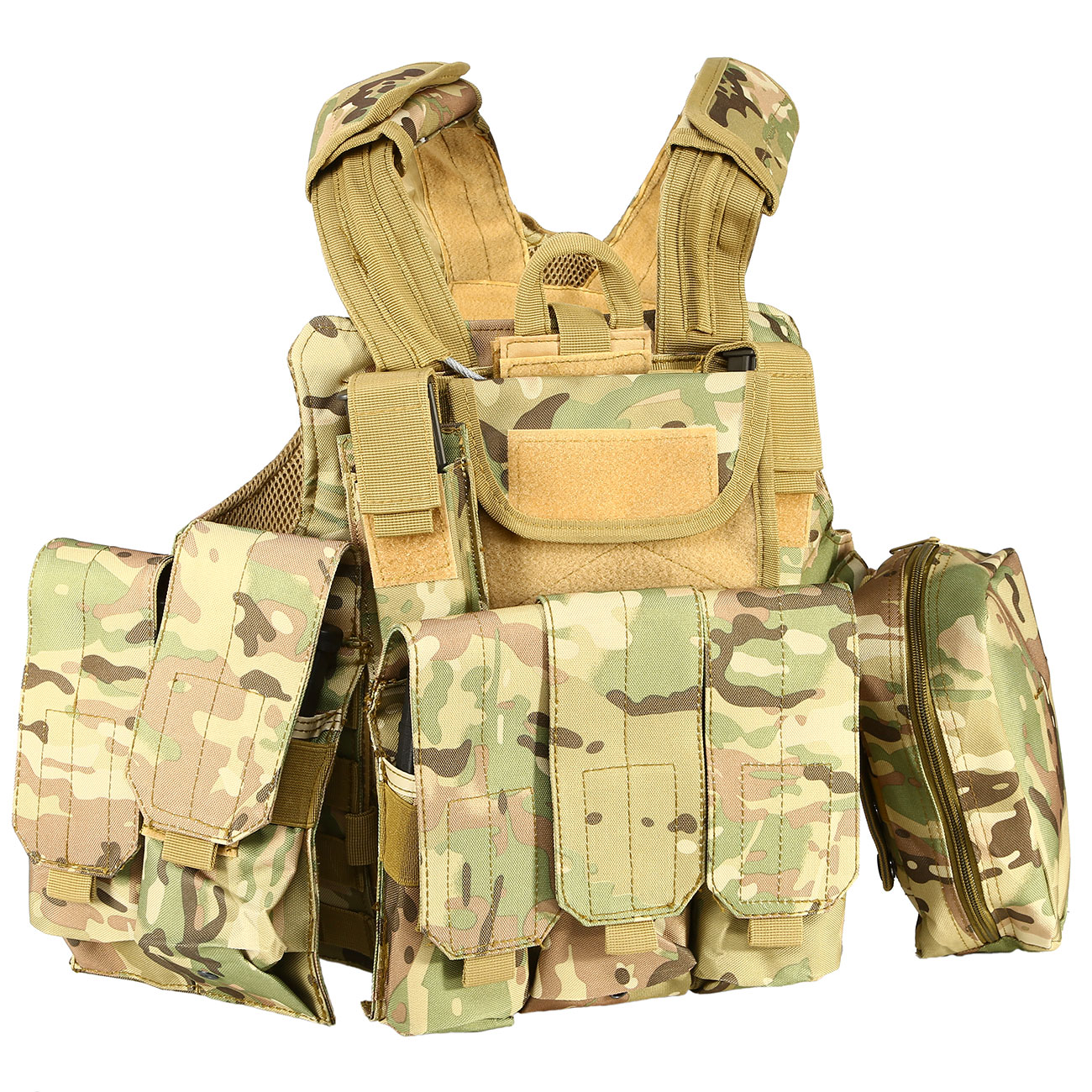 MOLLE Vest Paintball Tactical Military Vest mit Multicam-Muster Military Camo Chest Rig Tactical Vest für Airsoft Verstellbare leichte Kampfweste DIGITAL Jungle Camouflage