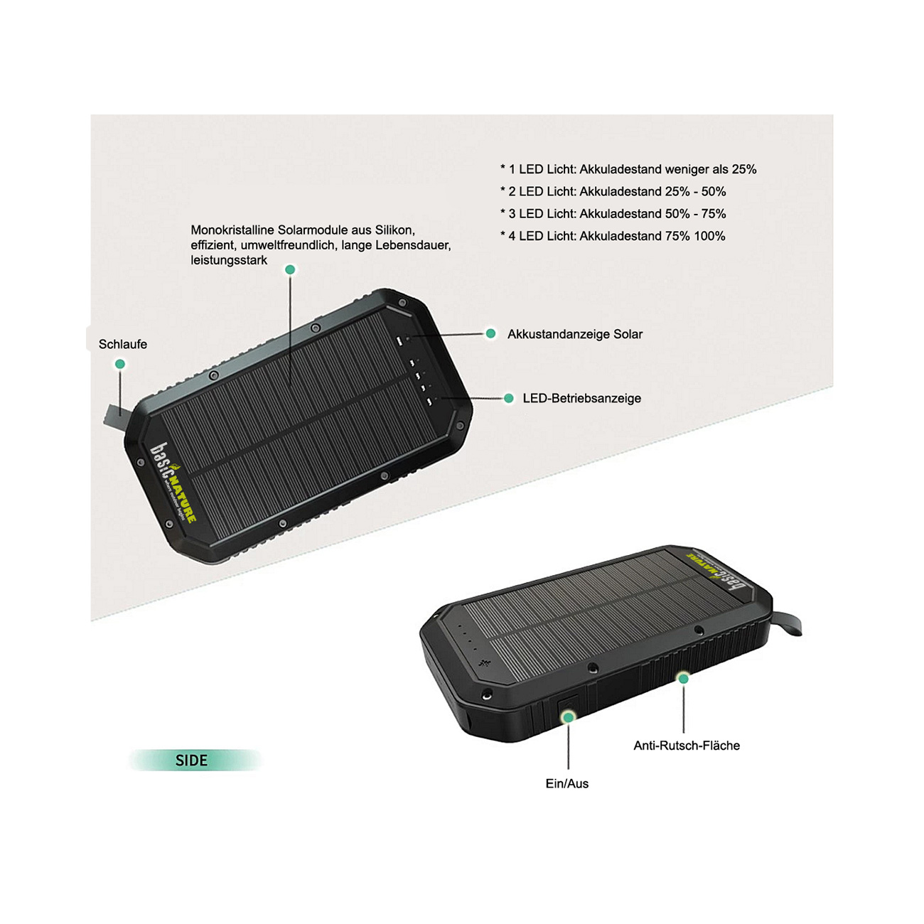 Basic Nature Powerbank 20 fr Smartphones, Tablets Bild 1