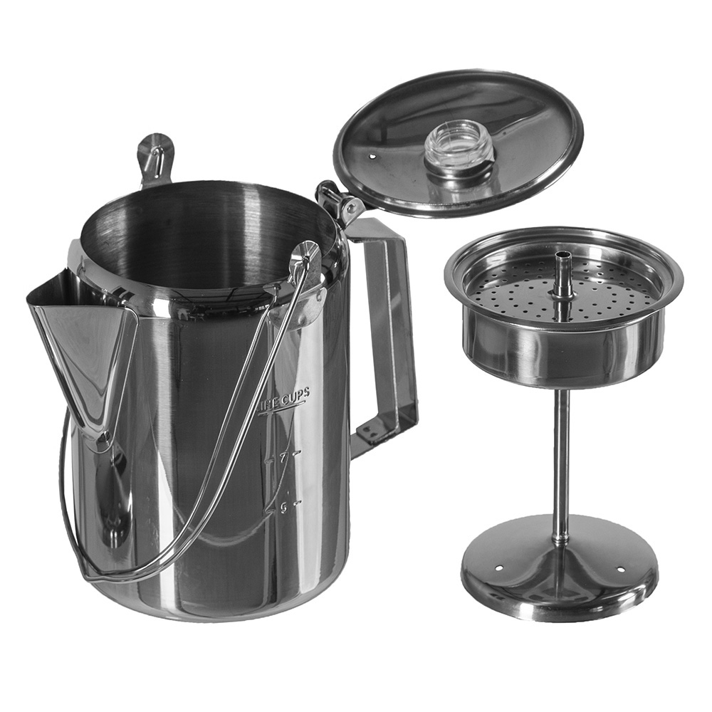 Mil-Tec Kaffeekanne mit Perkolator Edelstahl 1,3 Liter Bild 1