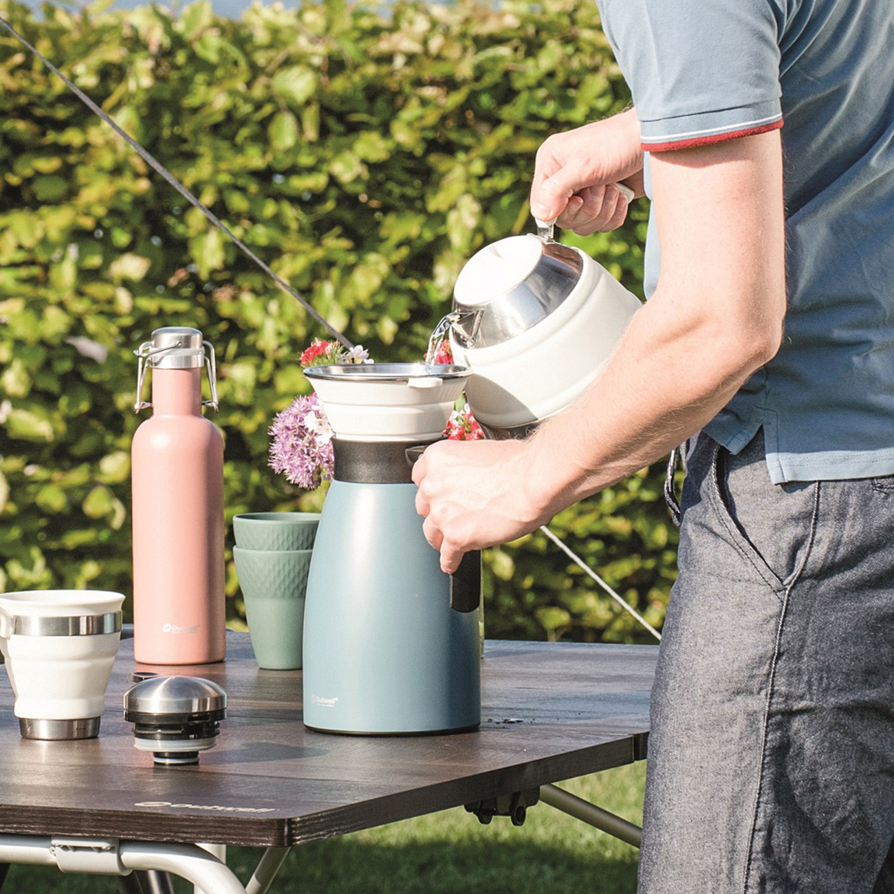 Outwell Camping KaffeeFilterHalter Collaps Coffee faltbar petrol