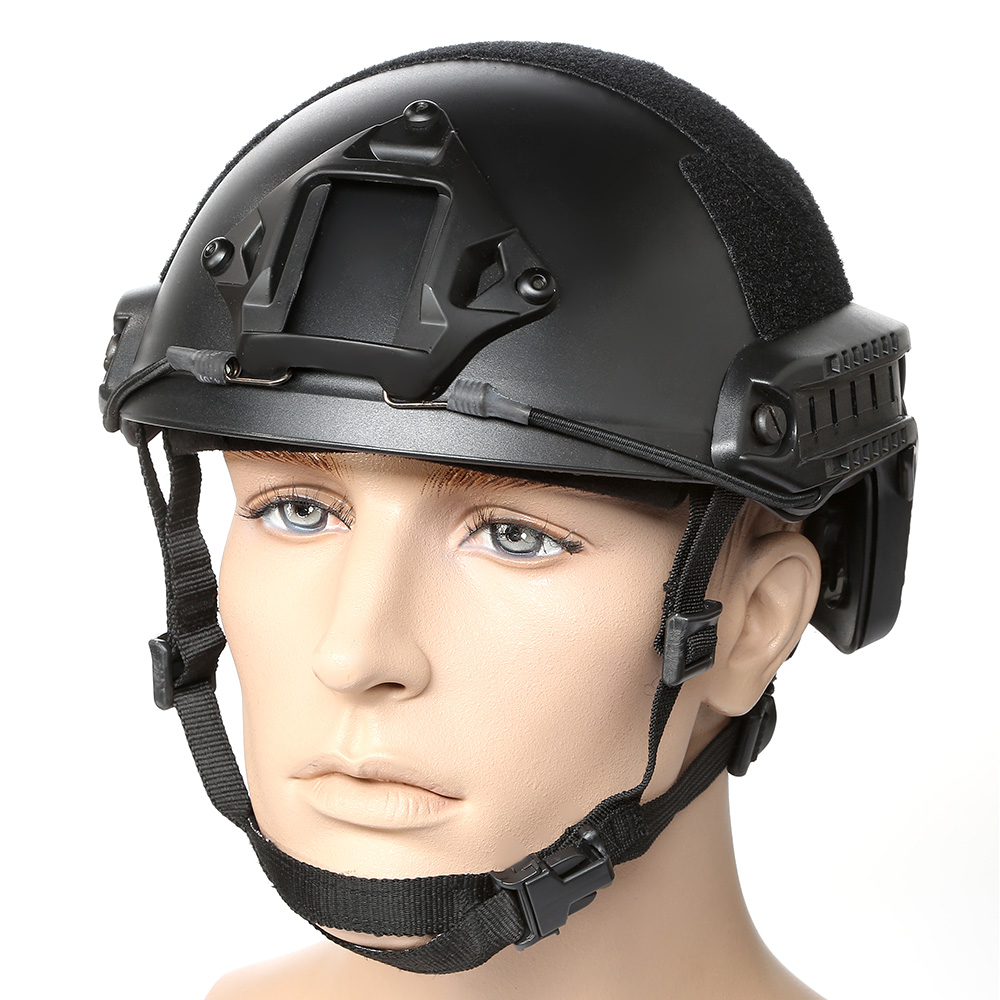 ASG Strike Systems FAST Standard Railed Airsoft Helm mit NVG Mount schwarz