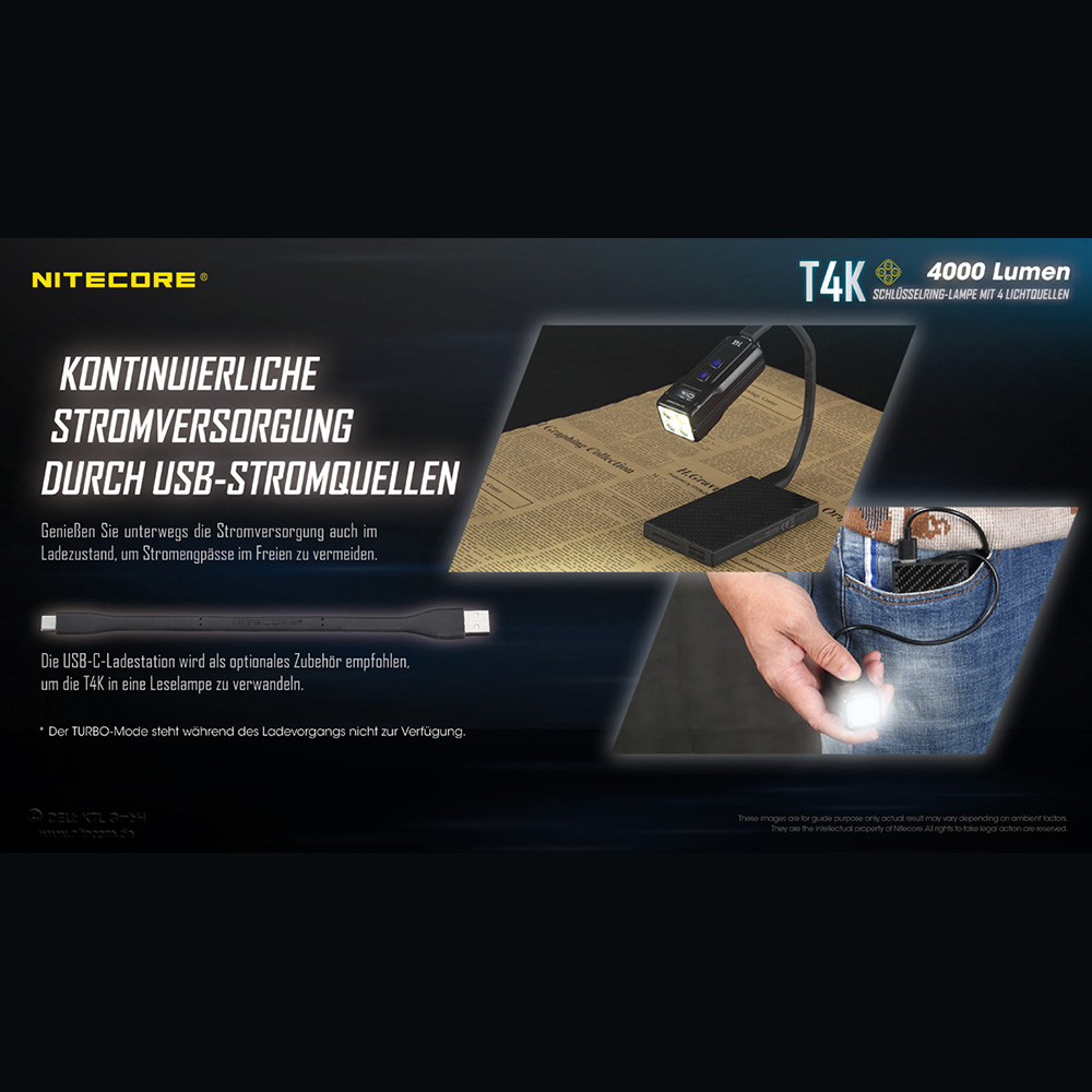 Nitecore Schlüssellampe T4K 4000 Lumen schwarz inkl. Gürtelclip Bild 10