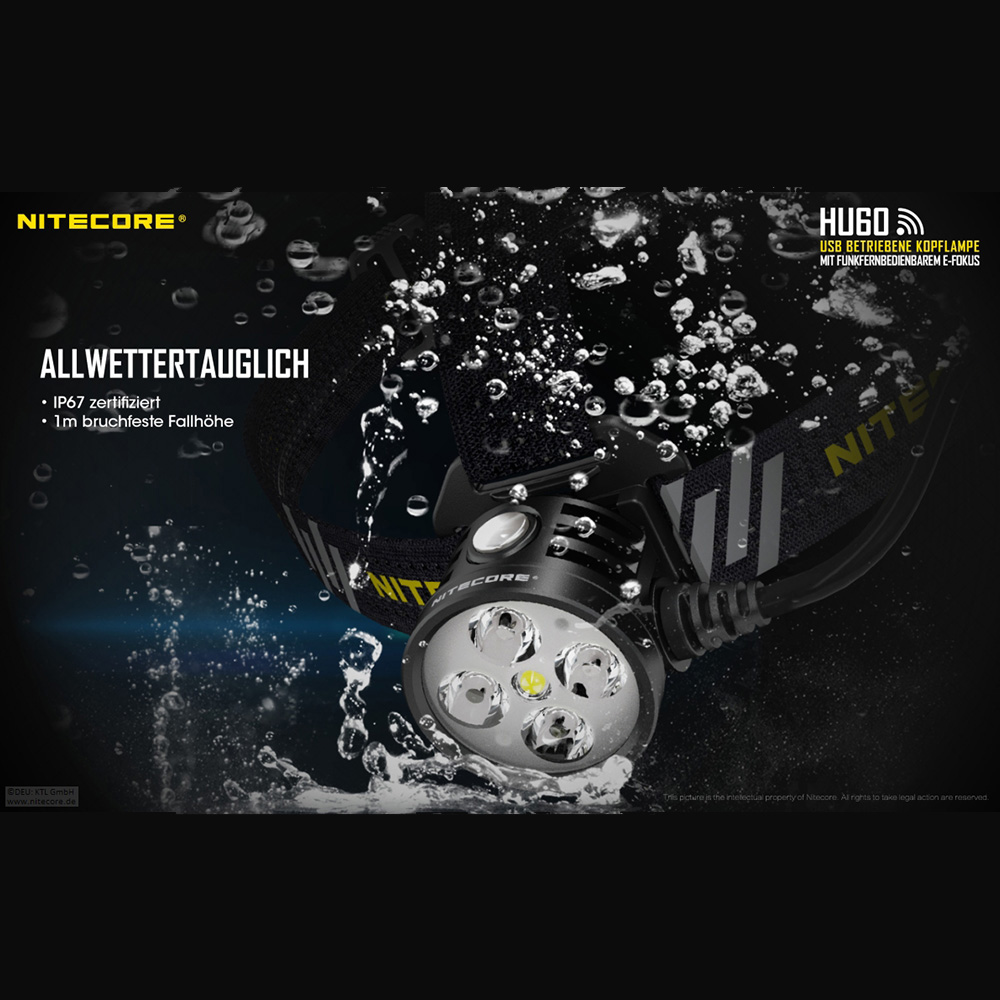 Nitecore Kopflampe HU60 1600 Lumen schwarz Bild 1