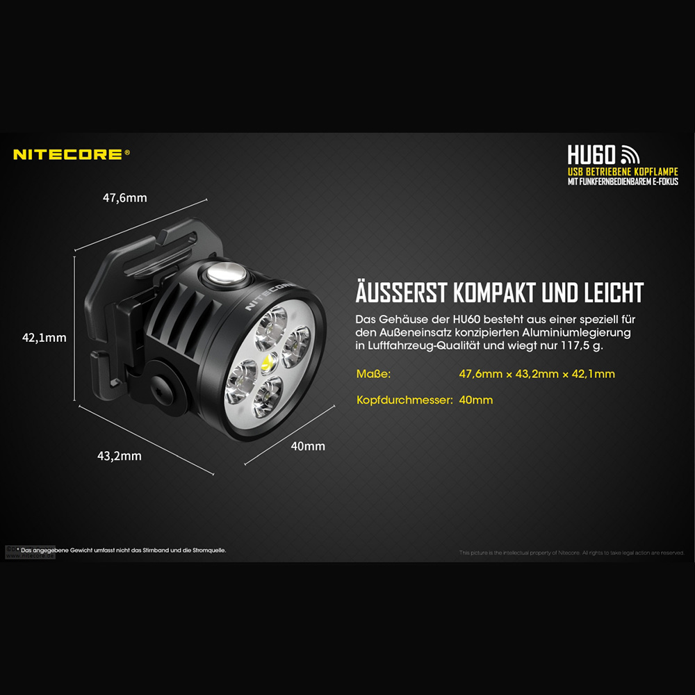 Nitecore Kopflampe HU60 1600 Lumen schwarz Bild 1
