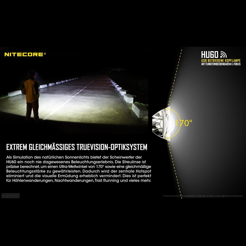 Nitecore Kopflampe HU60 1600 Lumen schwarz Bild 1