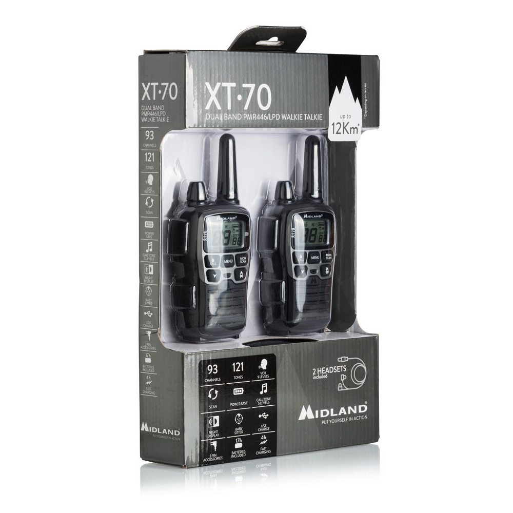 Midland XT70 Funkgerteset PMR+LPD inkl. MA21L Headset und Doppelstnder 1 Paar Bild 1