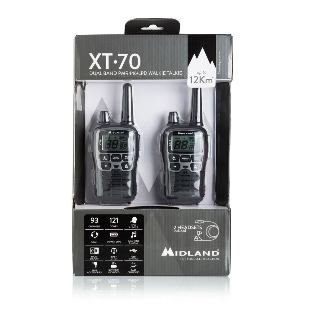 Midland XT70 Funkgerteset PMR+LPD inkl. MA21L Headset und Doppelstnder 1 Paar Bild 1