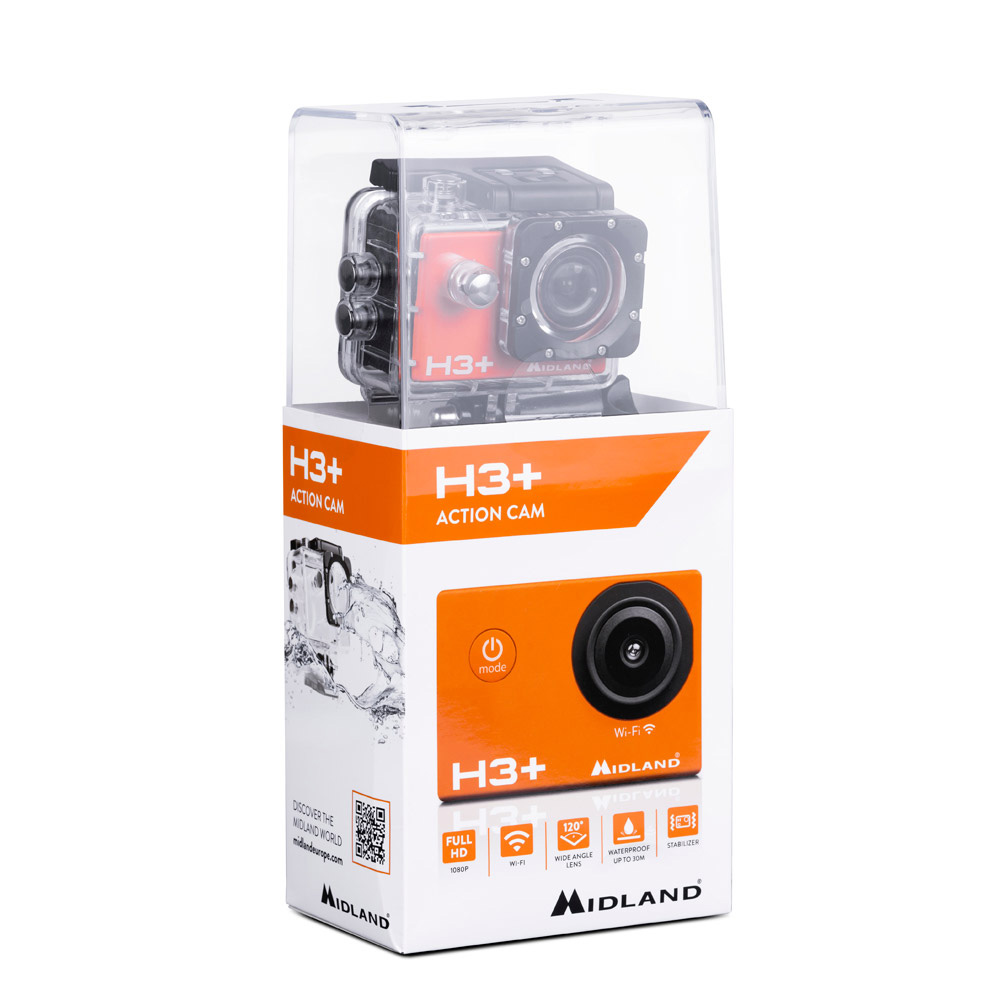 Midland H3+ Full HD Action Kamera WiFi Wasserdicht orange Bild 1