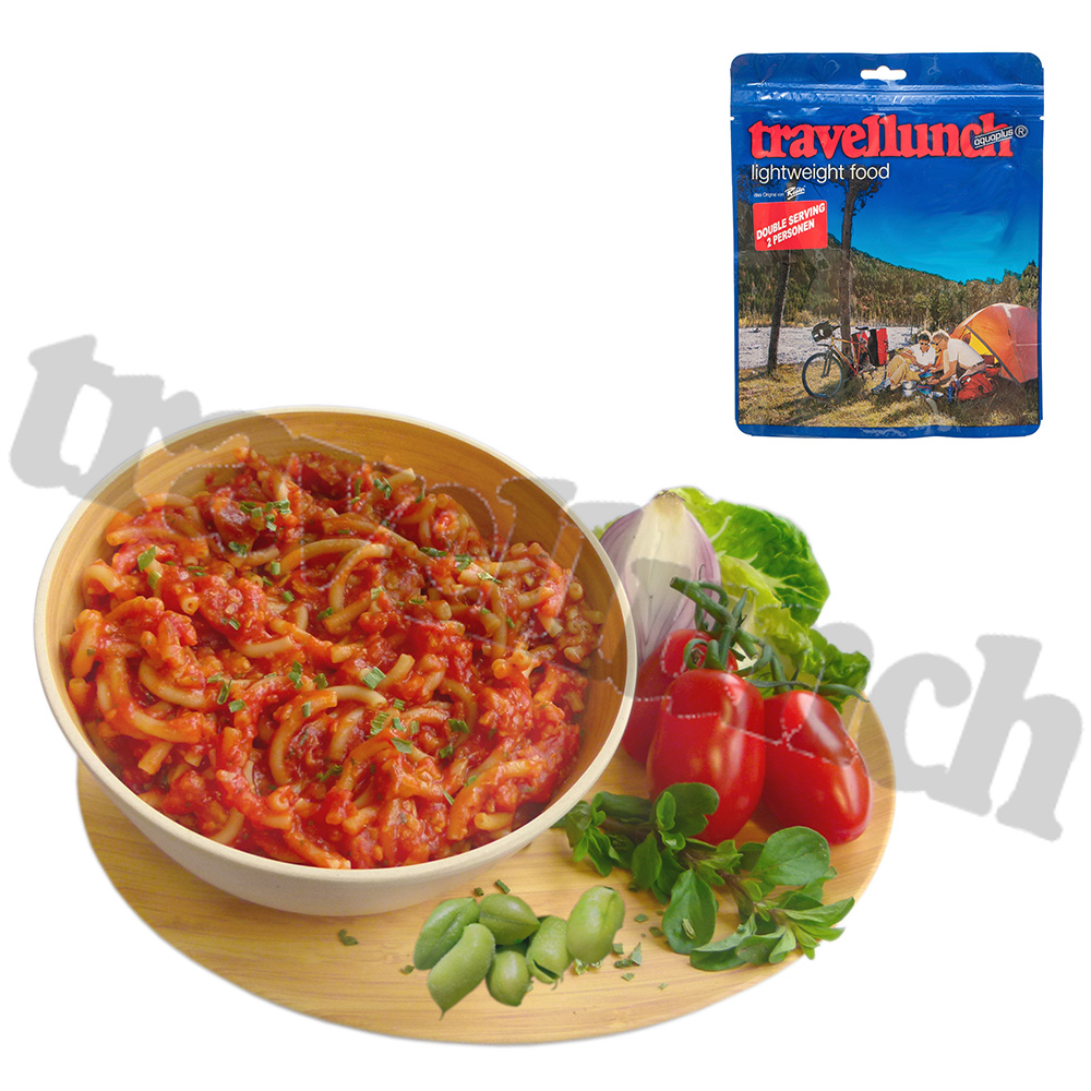 Travellunch Outdoornahrung Hauptgericht Veggie-Bolognese mit Pasta 250g Doppelpack für 2 Mahlzeiten