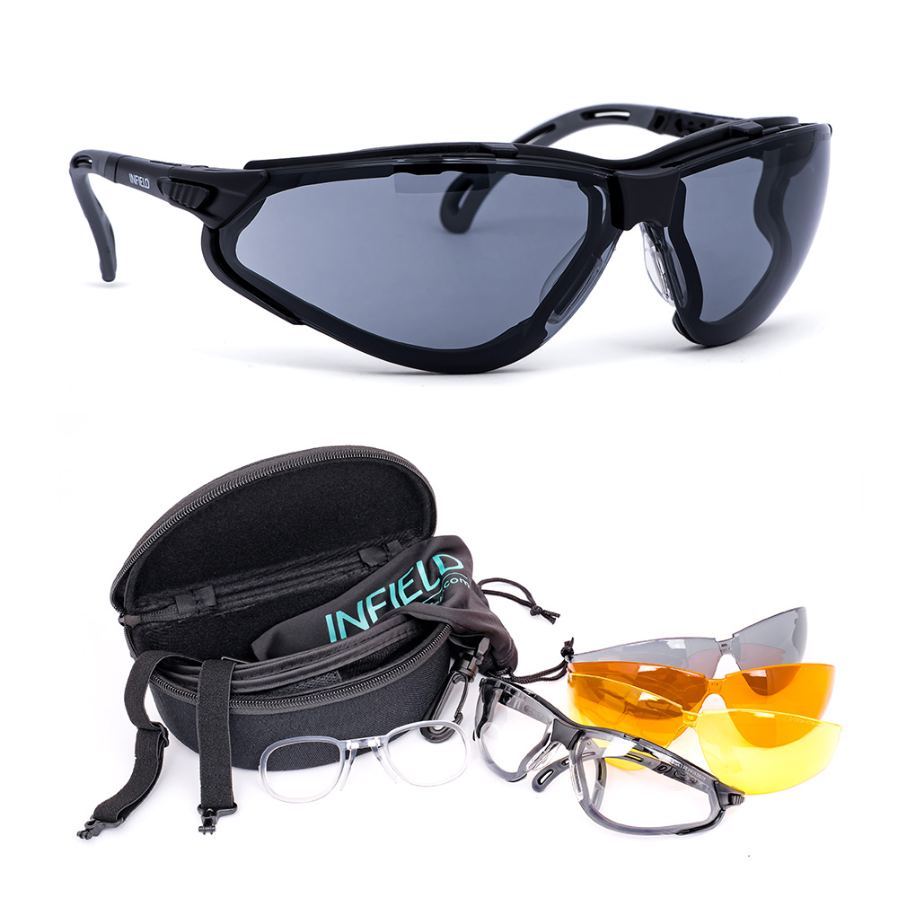 Infield Schutzbrille Terminator X-Tra schwarz Ballistic MIL Set inkl. 4 Wechselglser, Clip, Etui